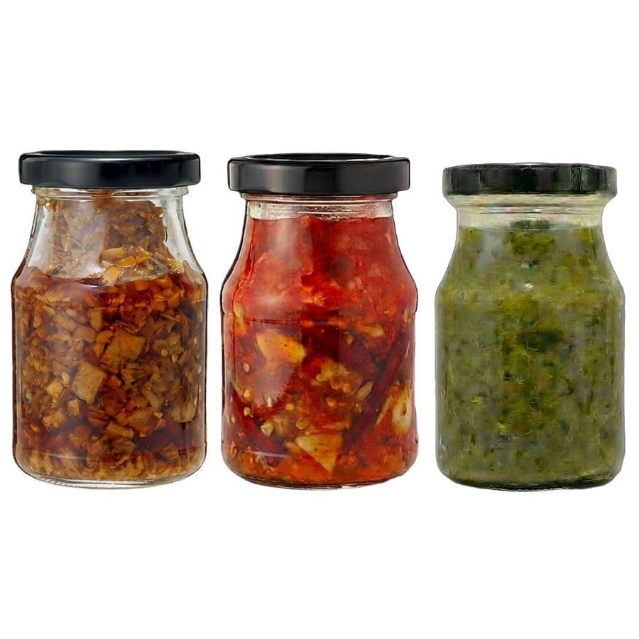 3-Condiment Set B | Savory Ginger · Garlic Zha Cai · Yuzu Pepper