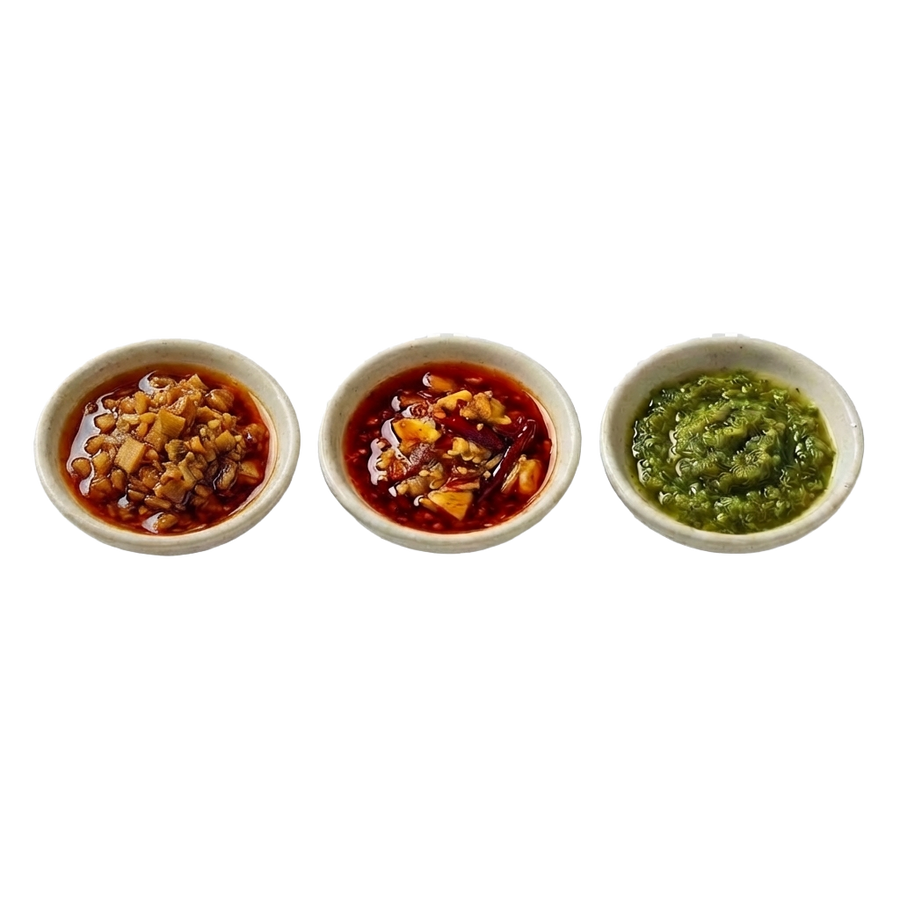 3-Condiment Set B | Savory Ginger · Garlic Zha Cai · Yuzu Pepper