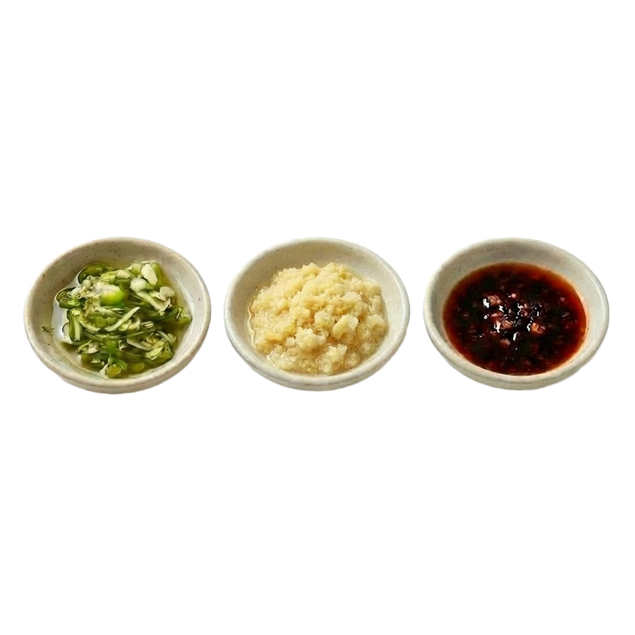 3-Condiment Set A | Green Garlic · Ginger Scallion Sauce · Chili Oil
