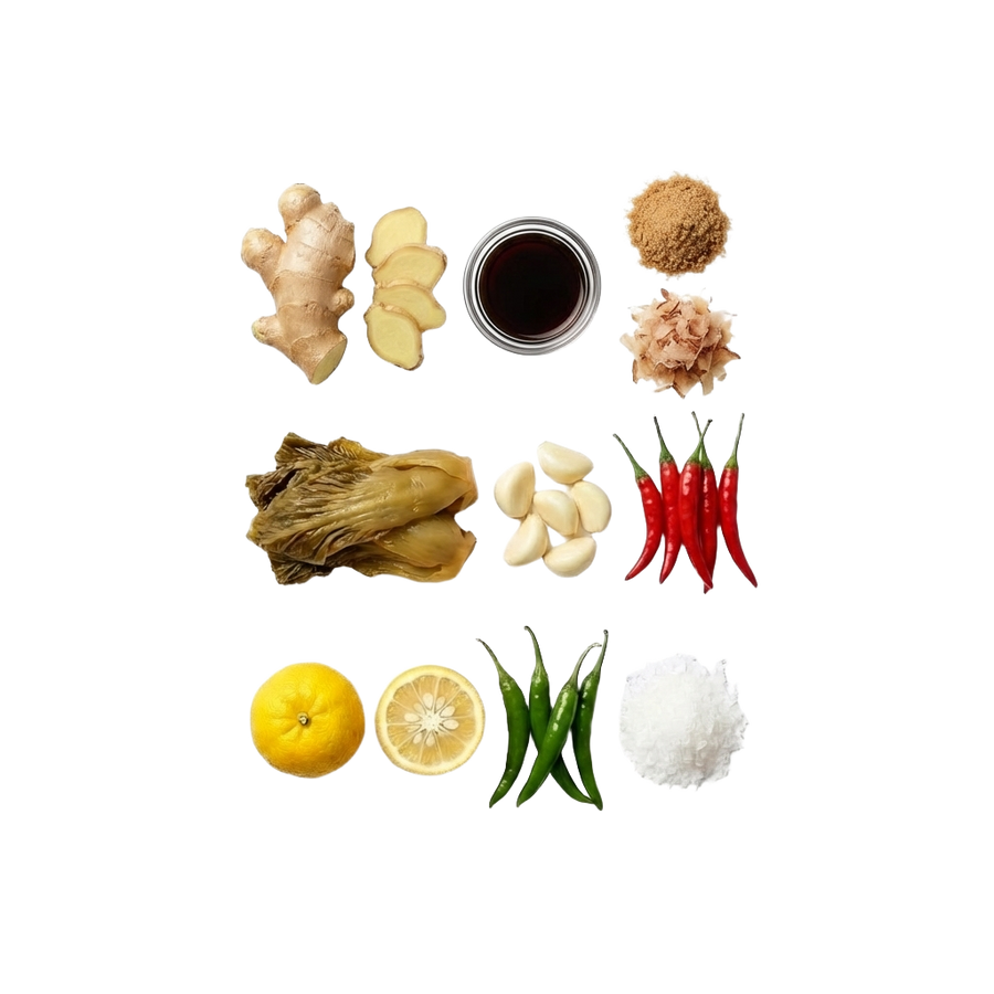 3-Condiment Set B | Savory Ginger · Garlic Zha Cai · Yuzu Pepper