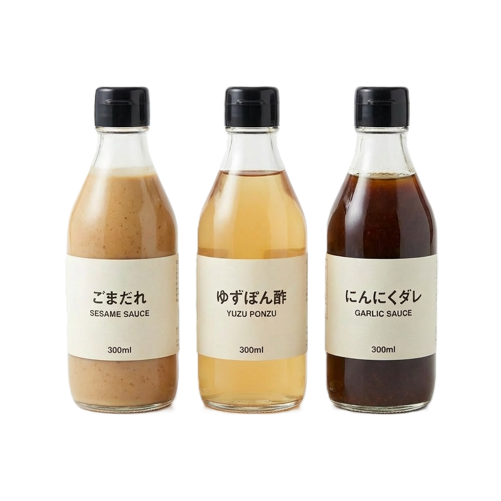 タレ3種セット｜ごまだれ・ゆずぽん酢・にんにくダレ
